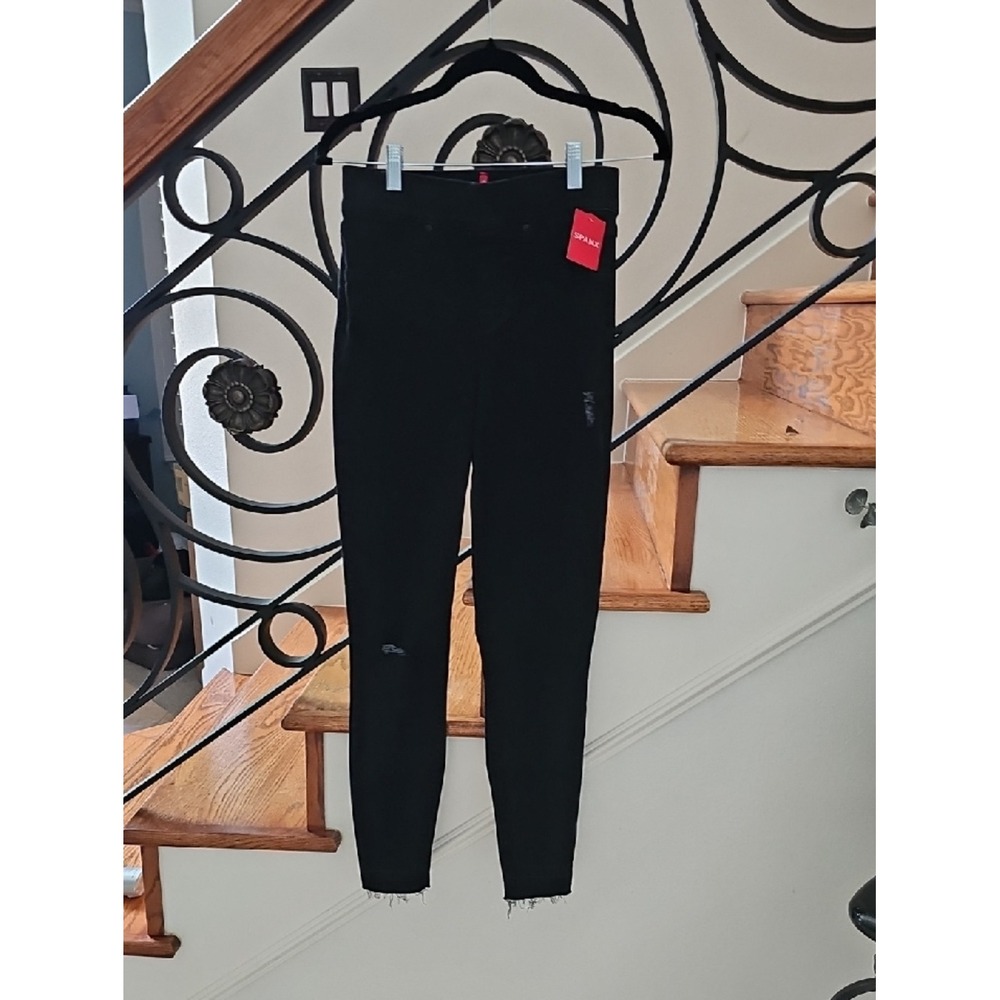 Spanx Distressed Denim Legging Vintage Black Raw Hem‎ 20213R Small